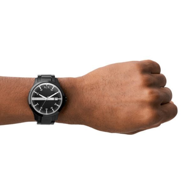 Armani Exchange Three-Hand Date Black Stainless Steel Watch and Bracelet Gift Set AX7134SET - Image 2